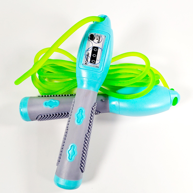 儿童学生考试训练健身运动橡胶按摩手柄PVC优质专业比赛计数跳绳|ru