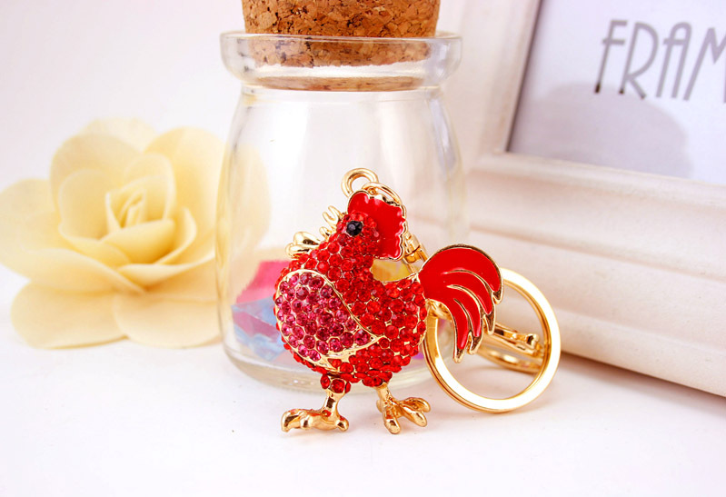 40g Weight Birthday Occasion Alloy, Metal Material Constellation Pattern Unisex Gender Creative Cute Little Rooster Diamond Keychain 6