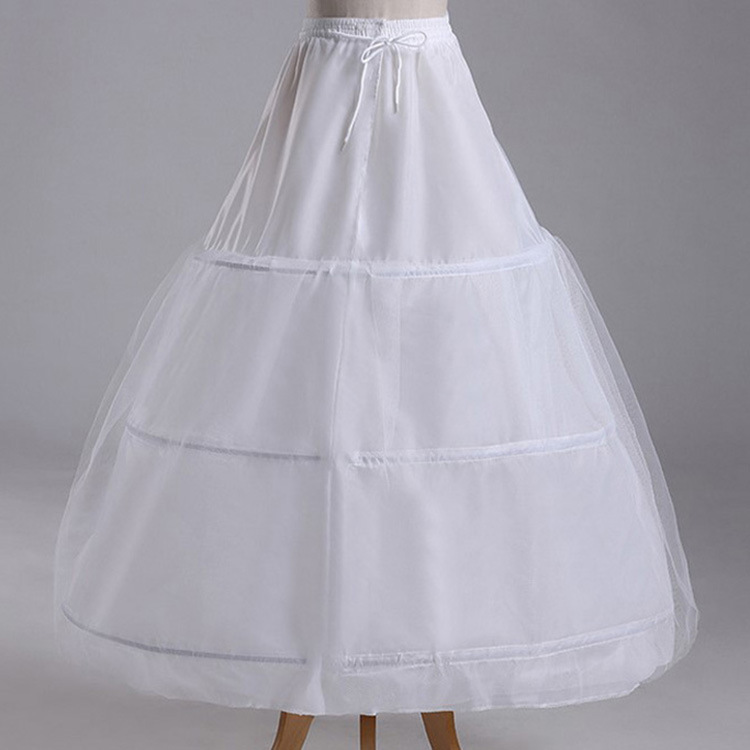 Wholesale bridal wedding dress skirt three circles 1 yarn hard mesh tuft skirt lining elastic waist three steel one yarn skirt