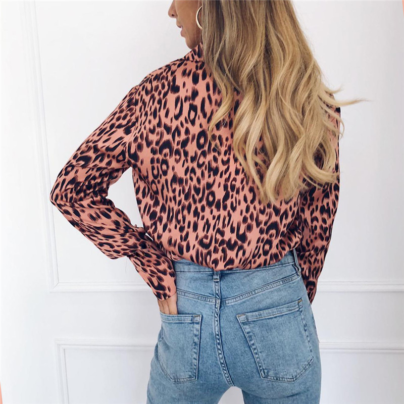 casual leopard print long-sleeved chiffon shirt NSGE37733