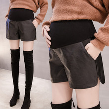 孕妇短裤秋季皮短裤外穿秋冬装加绒怀孕期时尚潮妈打底春秋款秋装