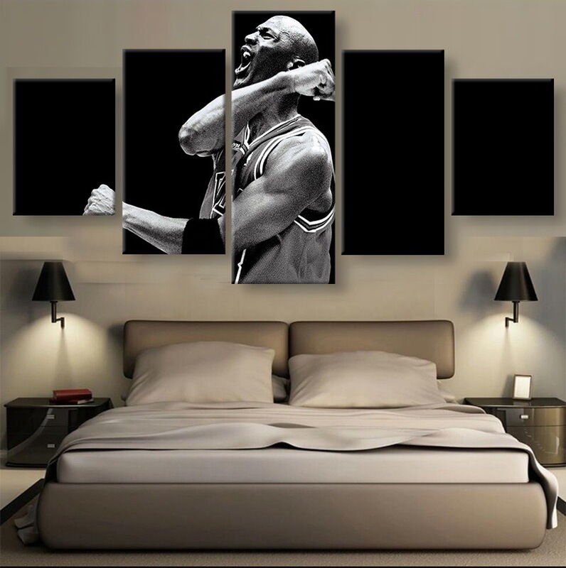 wish bedroom living room decorative painting art wall 5 pieces Michael Jordan basketball professional player