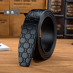 自動扣腰帶不帶頭男士頭層牛皮帶條 真皮皮帶 帶身壓花廠家