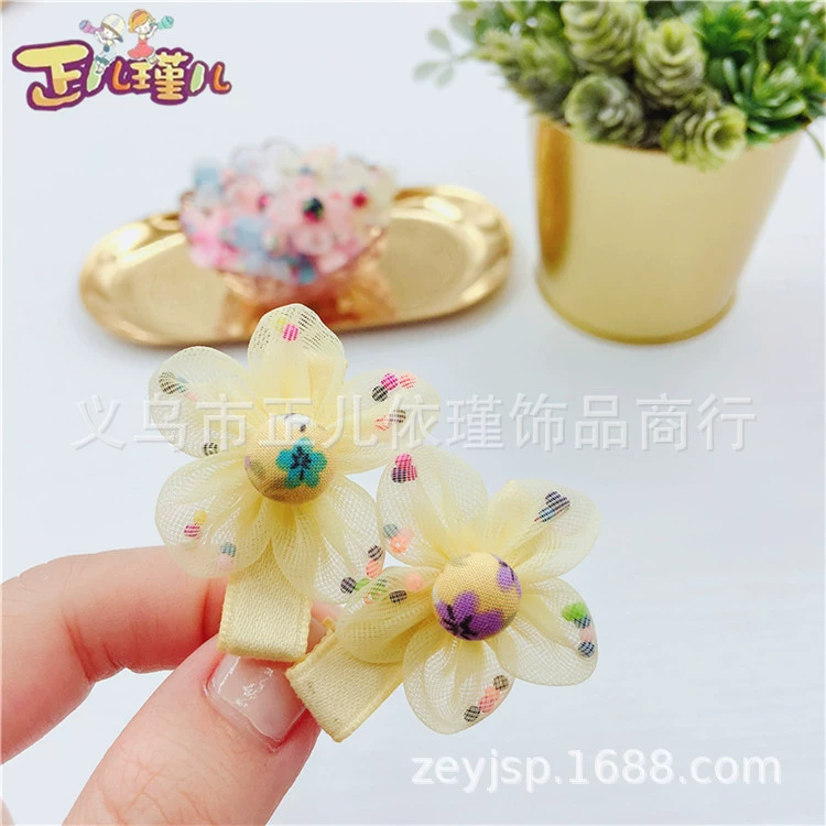 Шифон заколка для волос аксессуар для детей с floral принтом оптовая продажа