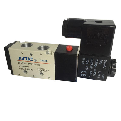 亚德客 4V210-06电磁阀 二位五通单电控 4V210-08 先导式换向阀|ms