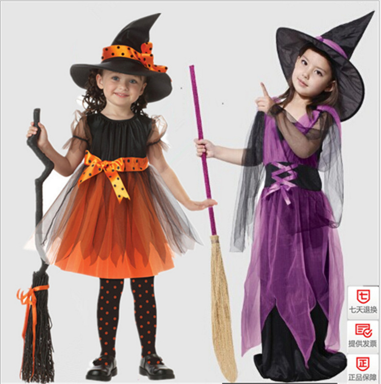 2018 children Halloween Costumes Europe and America children cosplay show Role Playing Witch Costume wholesale