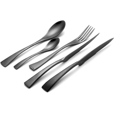 Stainless steel high-grade tableware Kaya thickening hotel Western Steak Knife Fork Spoon Black gold Light Knife and fork