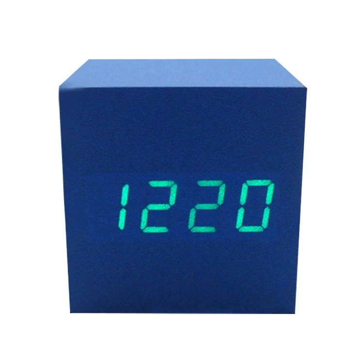 New creative "Recommended" beautiful new wood grain home quiet voice control LED wooden clock electronic desktop alarm clock