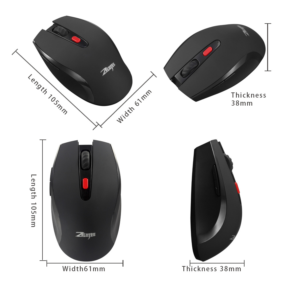 ZELOTES Master Office 2.4G Wireless Optical 2400DPI Low Power Mouse_voghion.com