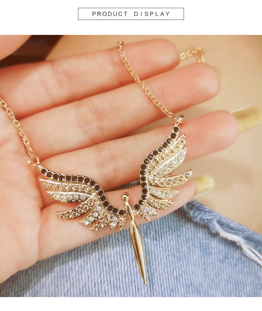 Europe Et Amérique Creative Strass Angel Wings Guardian Collier Chaîne Clavicule display picture 3