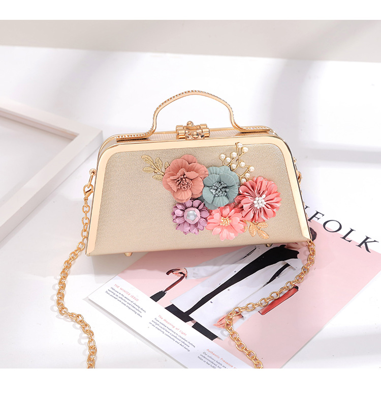 Korean trendy pearl flower small square bagpicture11