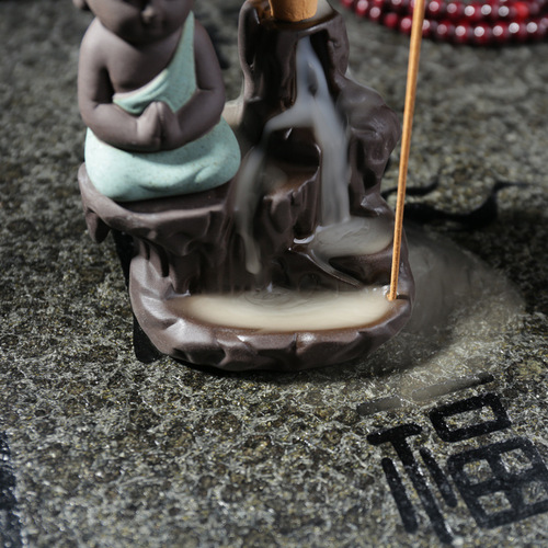 Backflow incense burner creative purple sand monk mountain water incense burner ceramic crafts incense road home office ornaments