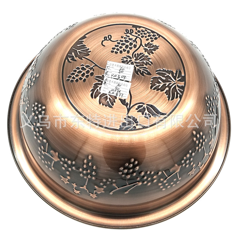 厂家直销不锈钢压花盆葡萄盖盆古铜色创意盖盆出口多用盆详情图7