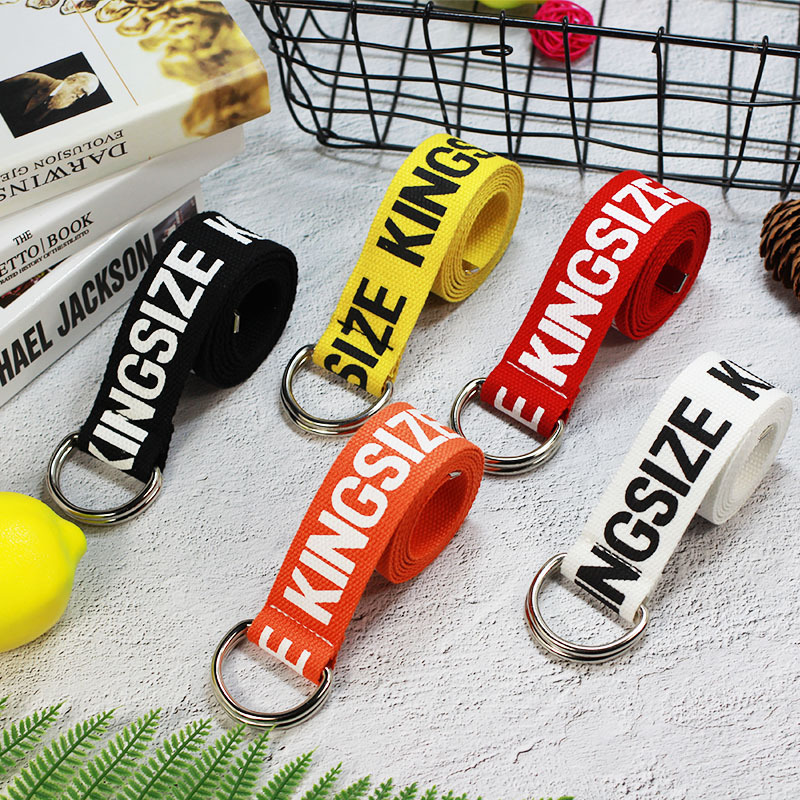 Korean Styley Fashion All-match Women's Nylon Canvas Belt Printed Double Ring Buckle Male And Female Students Decorative Belt