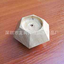蜡烛台木制 菱形木头底座 多边形木珠多边形几何木菱形木制品定制