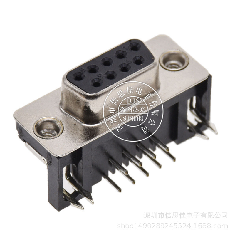 DR9 公头母头 铆合 插板式 串口RS232 DB9 9芯铆合插座 90度弯脚-阿里巴巴
