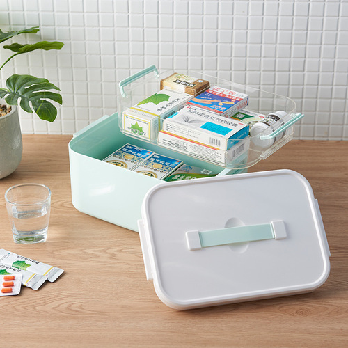 Manufacturer Supply Plastic Medicine Box Home Square Two-Layer Emergency Handheld Medical Box Storage Dustproof Box Wholesale