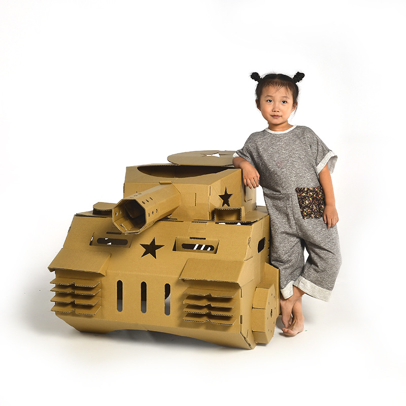 儿童纸房子坦克模型超大DIY涂色创意玩具屋帐车篷游戏屋涂鸦玩具