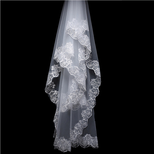 Bridal veil 1.5 meters white single layer lace computer lace lace mesh veil wedding dress manufacturer wholesale