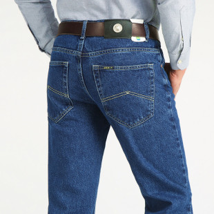2018 autumn and winter men's jeans men's straight loose middle-aged and elderly high waist deep crotch cotton long pants men's thick