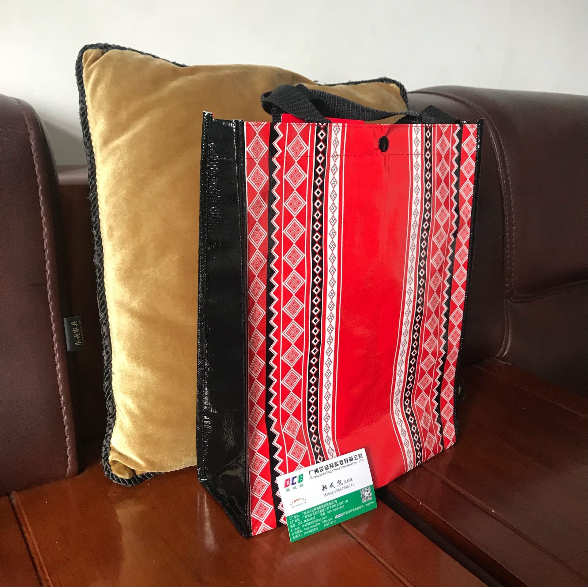 广州编织袋生产定 制150克手提袋定 做彩印彩色编织覆膜购物袋