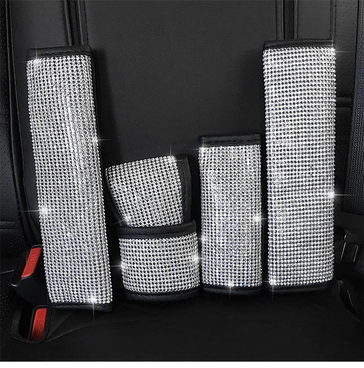 Cross-border car full diamond safety belt shoulder protective cover hand brake cover gear cover gear head car Diamond-embedded interior cover