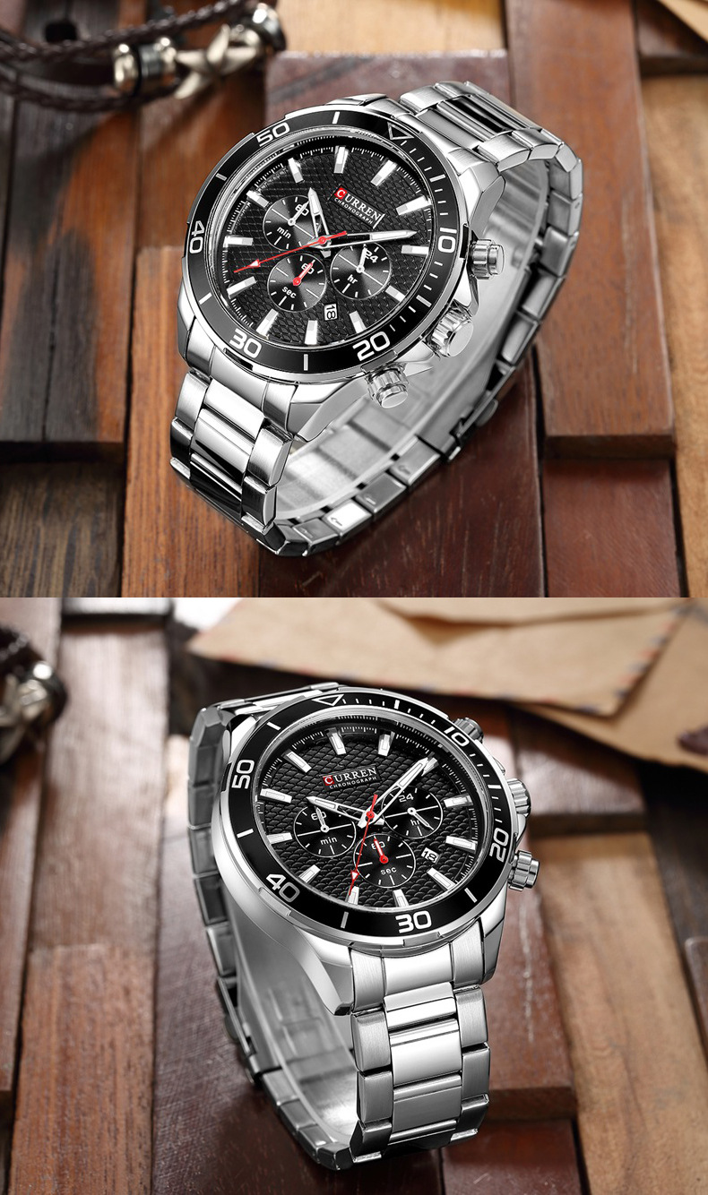 Men's Steel Band Casual Watch - Detailed View