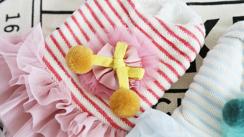 大毛球条纹纱纱裙