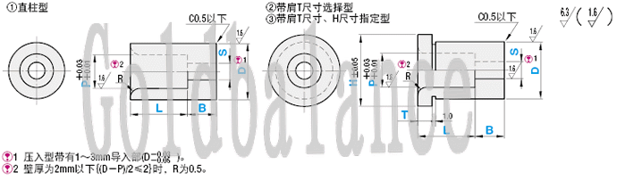 检查夹具用衬套 带台阶直柱型 KJBD8-P4-S3-L3-B5