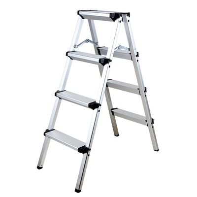 Gold three horses household fold Step Stools thickening aluminium alloy Herringbone ladder Dual use Go fishing shot On behalf of