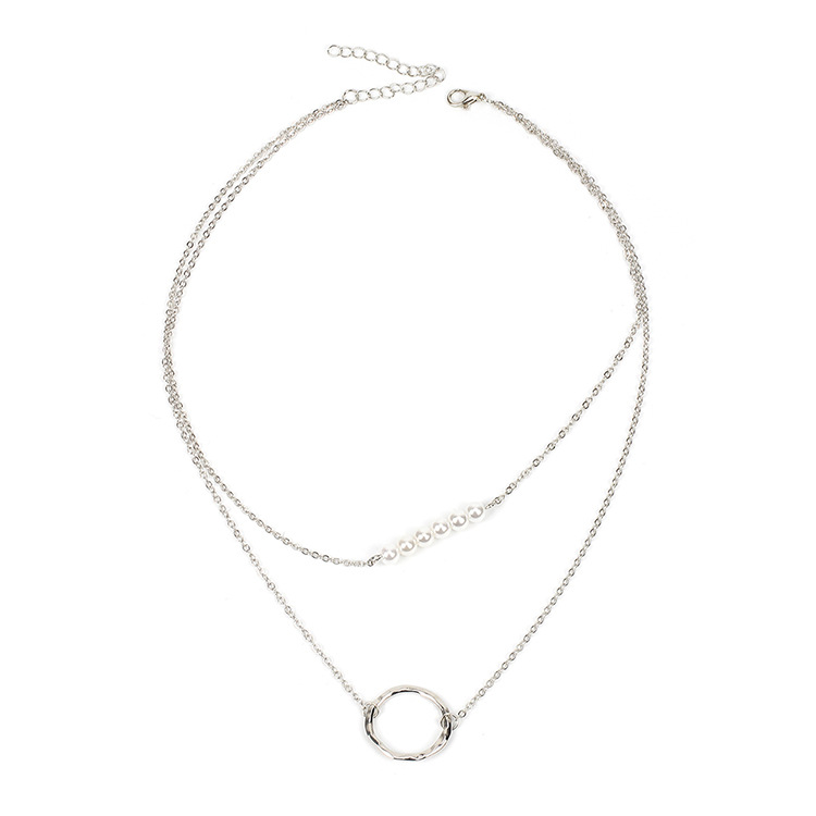 7g Weight Necklace Classification Women'S Gender Gold, Silver Color Fashion Geometric Pearl Multi-layer Copper Necklace Wholesale 2