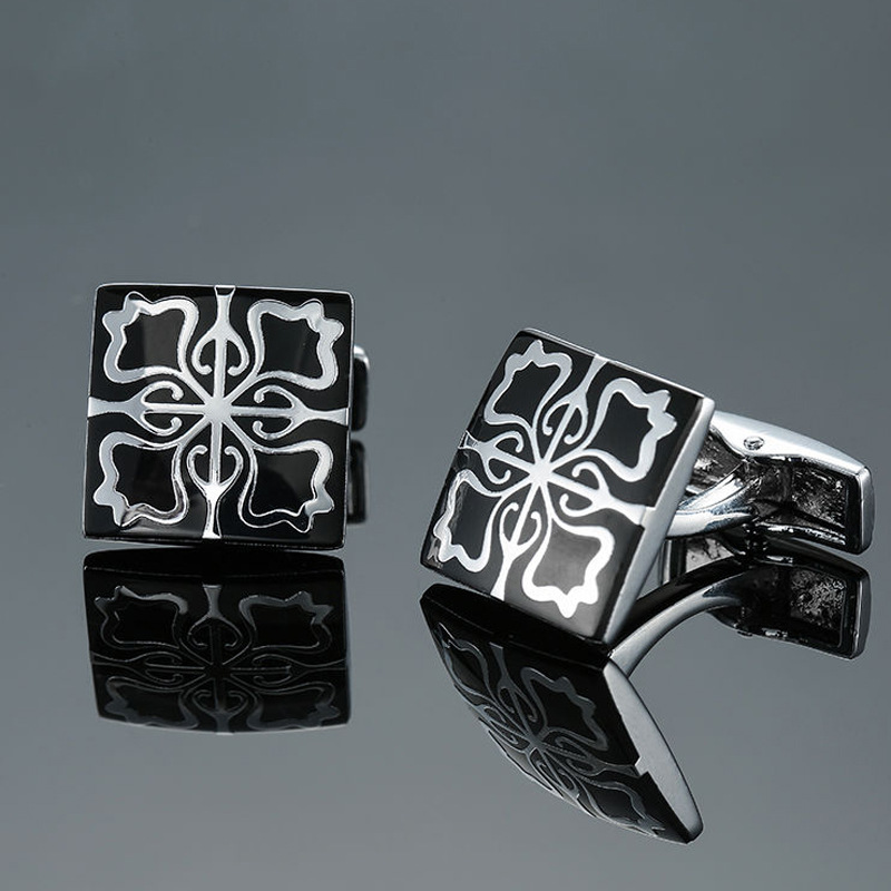 17g Weight Cufflinks Classification 1 Pair Quantity Anniversary, Business Occasion Copper Material Leaf, Flower Pattern Unisex Gender Plating Design Simple Style Style 1 Pair Simple Style Leaf Flower Copper Plating Unisex Cufflinks 5