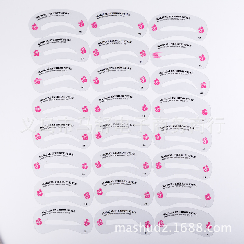 Cross-border hot selling novice eyebrow repair artifact 24 suit eyebrow card thrush auxiliary beauty makeup tools wholesale
