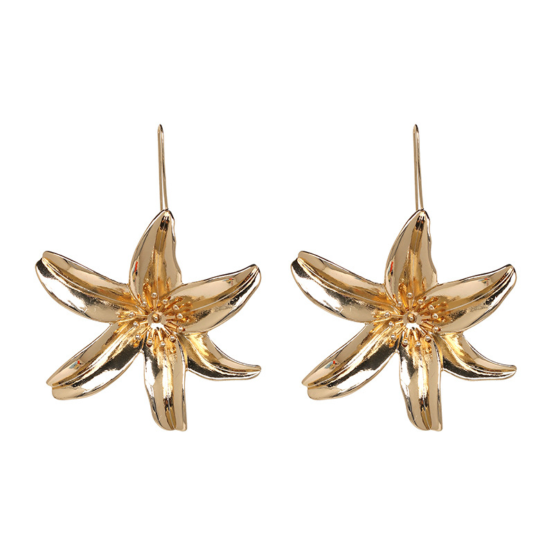 Jujia Nouvelle Européen Et Américain De Mode Cool Alliage Lily Boucles D'oreilles Croix-frontière E-commerce  7 Couleur 51108 display picture 3