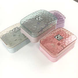 透明小清新肥皂盒 日式卫浴简约带盖香皂盒沥水水晶收纳洗脸台