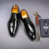 Spring New Pointed Lace up Business Dress Leather Shoes for Men's British Block Cross border Men's Wedding Shoes
