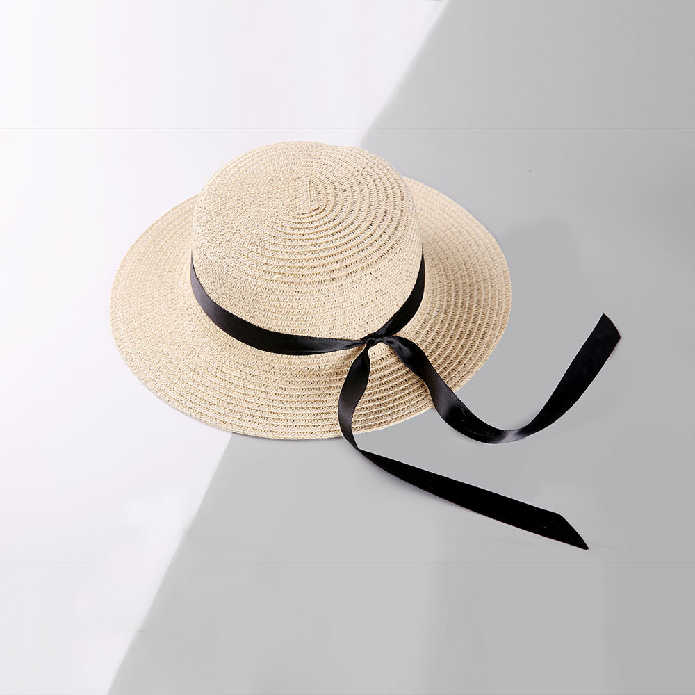245g Weight Anniversary, Business, Wedding, Birthday Occasion Solid Color Pattern Unisex Gender Basic Style White Color Knotted Ribbon Outdoor Sunscreen Straw Hat 4