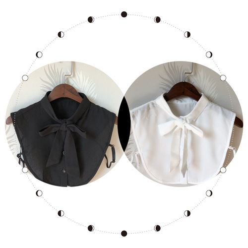 Half shirt dickey collar and contracted and generous bowknot chiffonDetachable Dickey collar half shirt blouse decoration collar