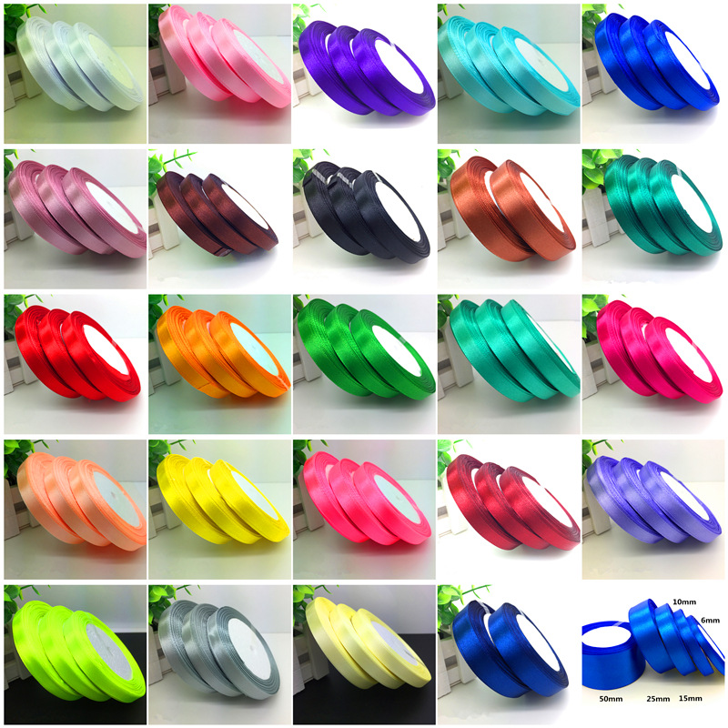 涤纶带色丁织带绸带彩带礼品包装diy服装婚庆丝带勾帽子礼盒