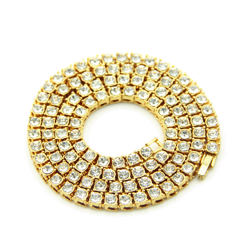European and American diamond-studded hip-hop menu0027s single drainage diamond alloy necklace
