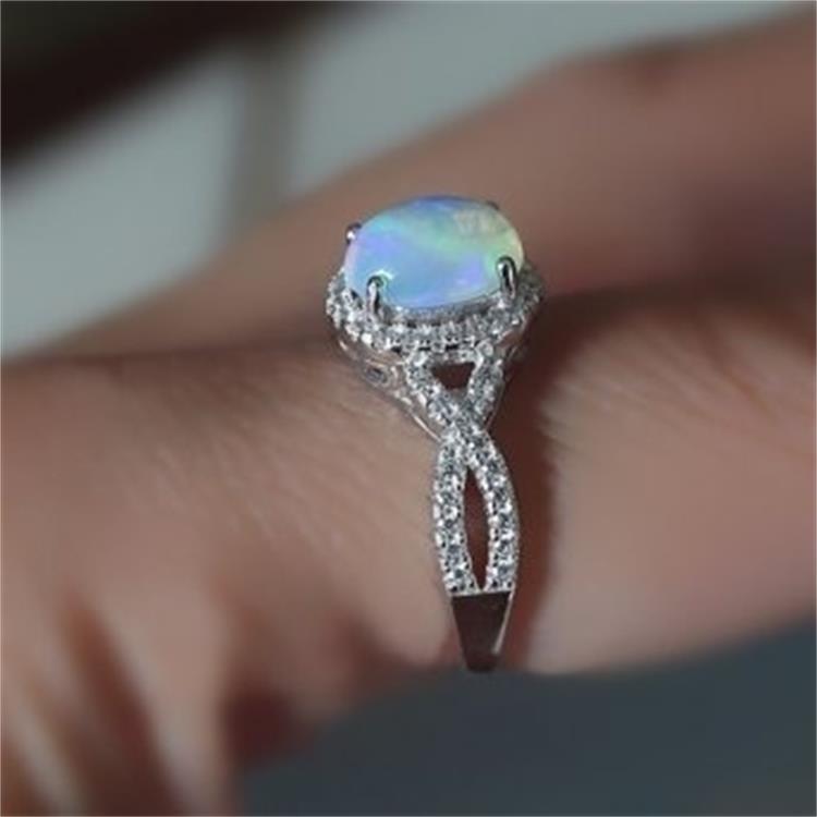 1 Piece Fashion Oval Alloy Plating Inlay Artificial Gemstones Zircon Women's Rings display picture 3