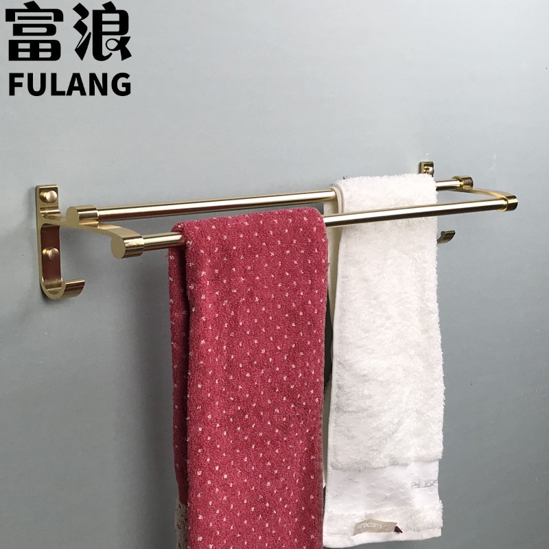 土豪金色 太空铝毛巾架双杆 太空铝毛巾杆 双杆毛巾架|ru