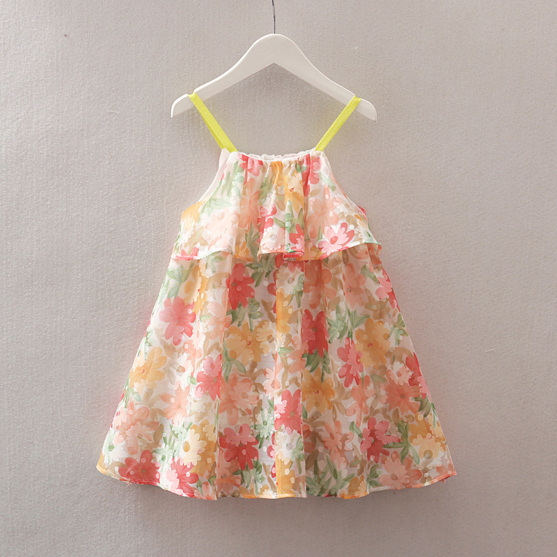 18 Summer wear new pattern girl braces skirt pure cotton princess Children Skirt Floret Tank Top Manufactor wholesale