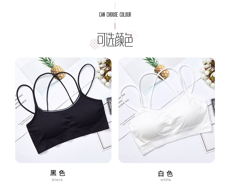 Fashionable women's underwear, sporty, anti-glare, shockproof, sweat-absorbing, breathable base vest with chest pad, cross-shaped beautiful back wrap around the chest detail image 6