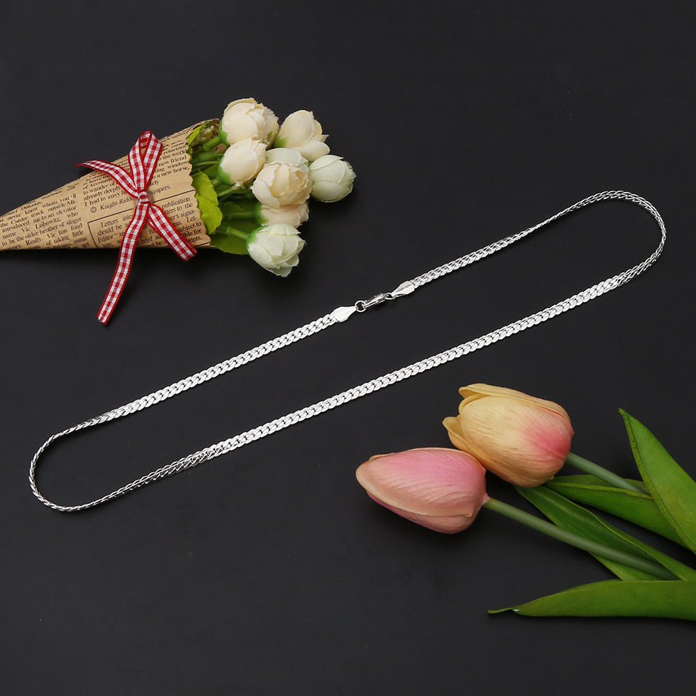 Straight jewelry fashionable silver plated exquisite 5mm full side necklace_voghion.com