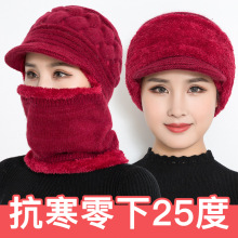 帽子女冬天针织毛线帽加绒加厚户外防寒中老年帽骑车防风妈妈帽哦