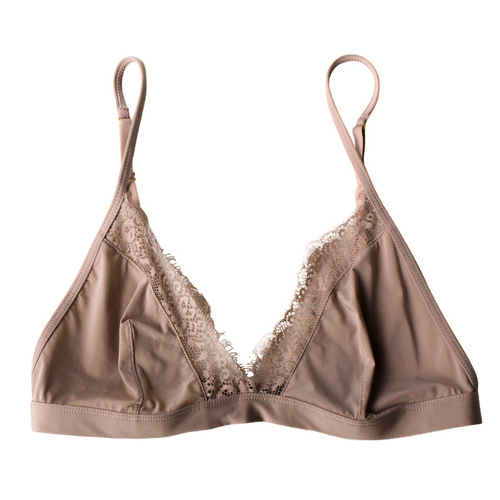 Wire-free silky fabric lace comfortable large size sexy nightclub bikini bra French style without inserts summer