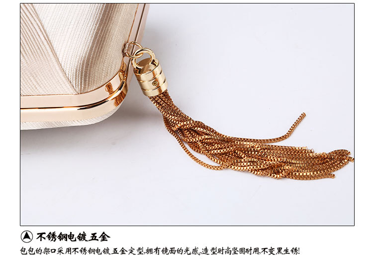 240g Weight Polyester Lining Material Buckle Closure Type Single Shoulder Strap Strap Type Evening Bag Bags Type Solid Color Pattern Tassel Design Fashion Style Purple, Gold, Silver, Black Color Small Size Tassel Dinner Bag Handmade Silk Evening Bag Wedding Banquet Clutch Handbag 7