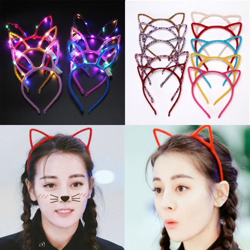 猫耳朵发箍发光 led闪光头箍地推扫码礼品夜市地摊热卖兔耳朵发箍