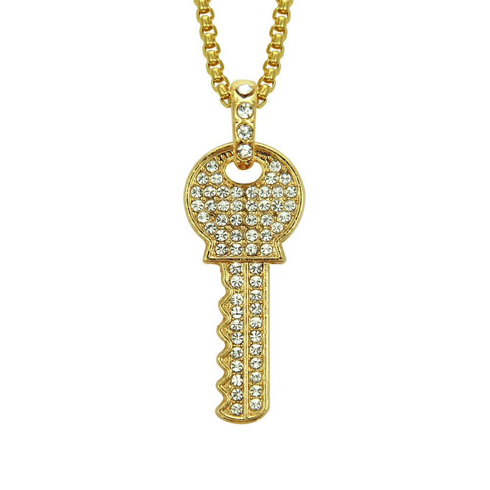 Fashion Full Diamond Key Pendant Necklace Alloy Necklace display picture 1